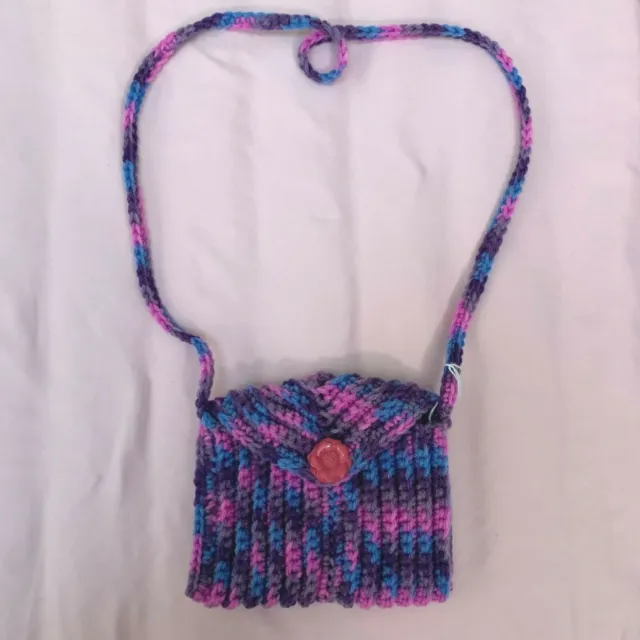 New Knitted Purple Bag Purse Handmade Embellished Shoulder Bag