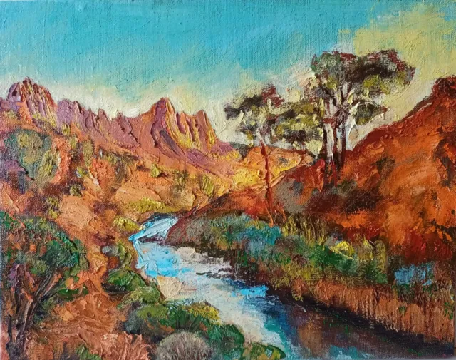 Zion Landscape Painting Opiginal Art Realism Impasto Oil Painting 14 x 18 in