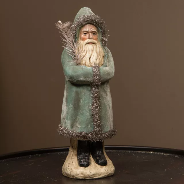 Belsnickle Santa Figurine Blue velvet coat, silver tinsel, 12" Ragon House, NWT
