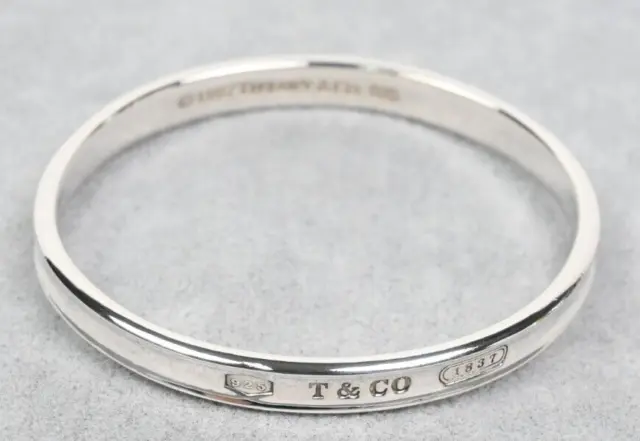 Tiffany & Co.1837 Narrow Bangle Bracelet Sterling Silver 925 Accessory Free Exp