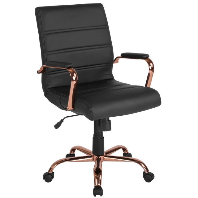 Flash Furniture Chrome Executive Chair In Black And Gold GO-2286M-BK-RSGLD-GG