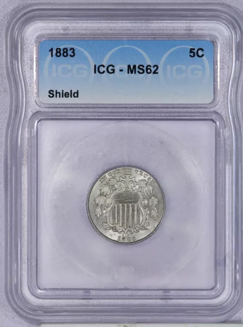 1883 Shield Nickel 5c ICG MS62