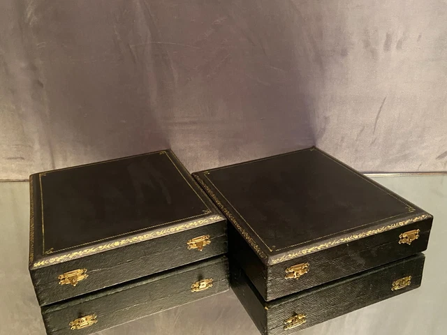 Paire de coffrets de rangement fin XIXe pour couverts argenterie