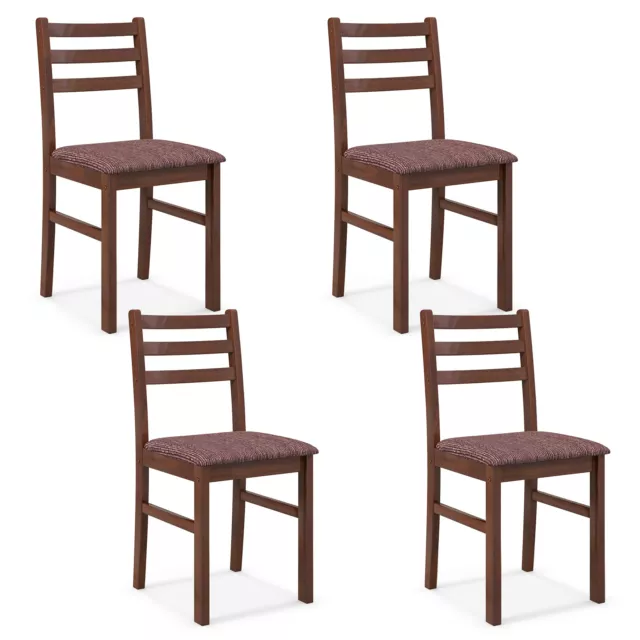 Set of 4 Wooden Dining Chairs Mid-Century Armless Chairs with Curved Backrest