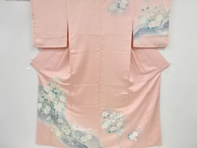 45851# Japanese Kimono / Antique Kimono / Embroidery / Floral Plants