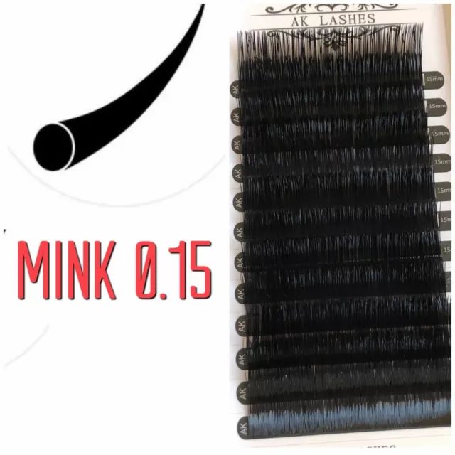 Eyelash Extensions  Individual  Mink Lashes Semi Permanent AK LASHES curl C,D