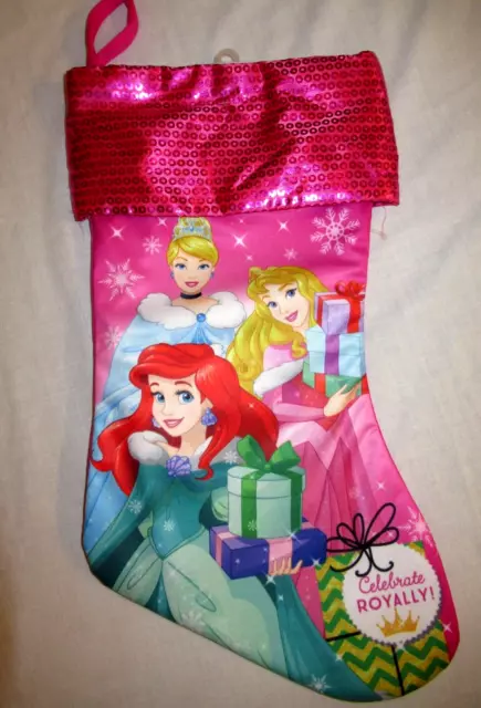 Disney Princess Pink Christmas Stocking  16" Celebrate Royally! New