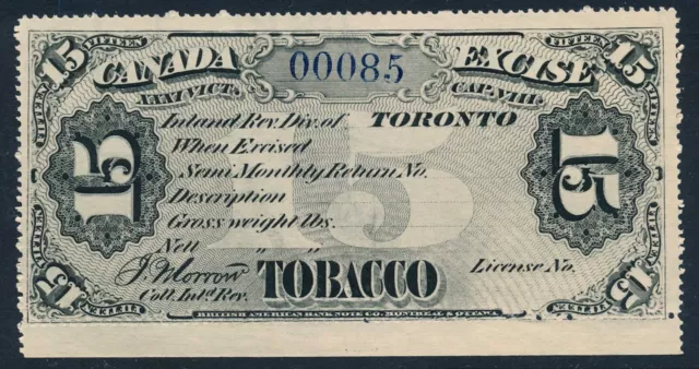 M-222 RM31 Canada 15 lbs Tobacco Revenue Stamp, Toronto, Series 1869