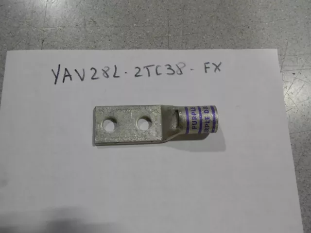 YAV28L2TC38FX New Burndy 4/0 Flex, 3/8" Stud,1" Stud Hole Spacing, Short Barrel
