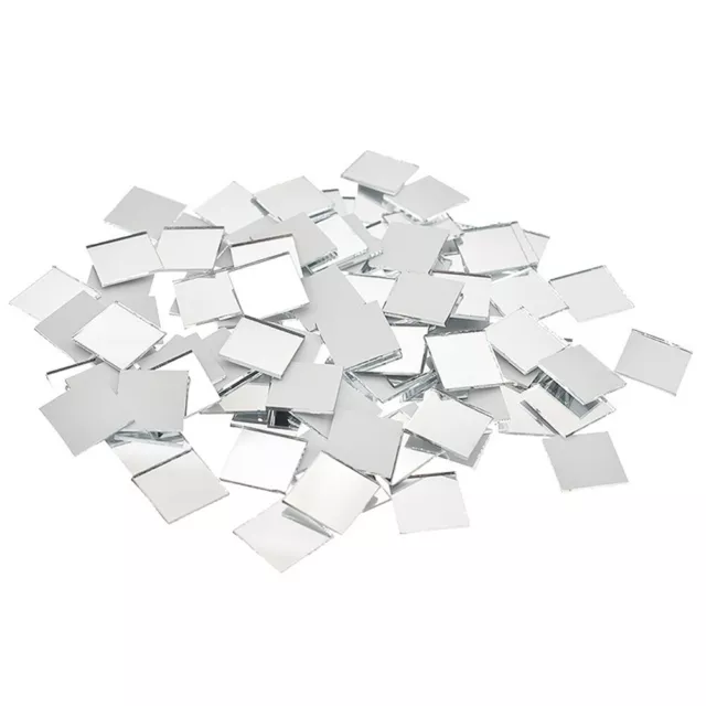 100PCS 10x10mm Glass Mirror Stickers DIY Self Adhesive Mosaic Tiles for Decor