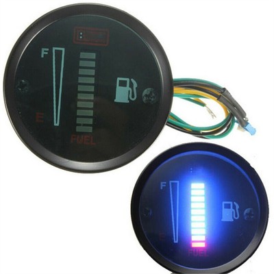 Cadre argenté sur blanc Jauge de niveau de carburant 2in 190ohm jauges de niveau de carburant affichage numérique 8 couleurs rétro-éclairage pour 12V 24V moto voiture Yacht 