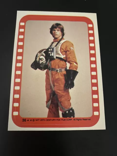 Luke Skywalker 1977 Star Wars Sticker Card Topps Series 4 #36 Rebel Alliance!!