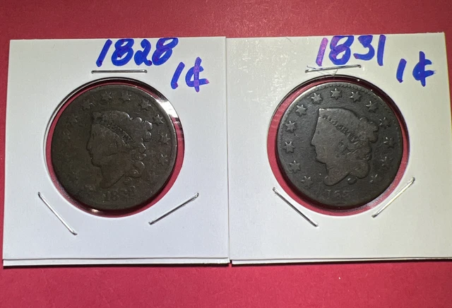 Lot Of 2 Large Cents 1828 & 1831