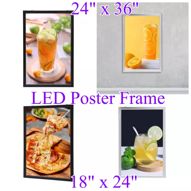 LED Slim Advertising Lightbox Sign Wall-Mounted Poster Board Menu Frame  A1/A2