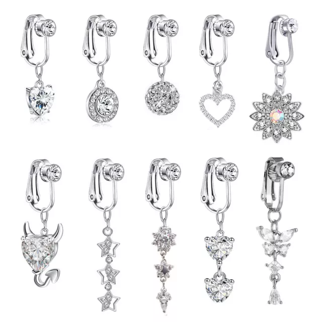 Fake Belly Button Bars Surgical Steel Clip On Navel Ring Non Piercing Women Gift 2