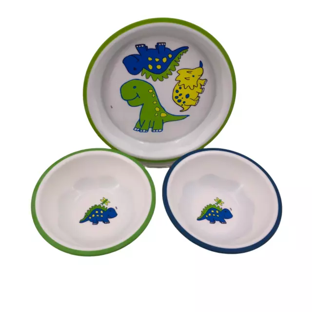 Juego de cena para niños Playtex dinosaurios plato de 6,5"" y dos cuencos de 4,5"" verde azul blanco