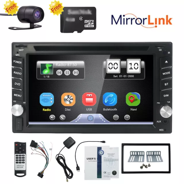 6.2" Double 2 Din Car DVD Player GPS Radio Stereo Head unit USB BT Mirror Link