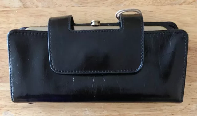 Nwt Women’s Hobo Leather Continental Wallet Wristlet, Nancy, Black