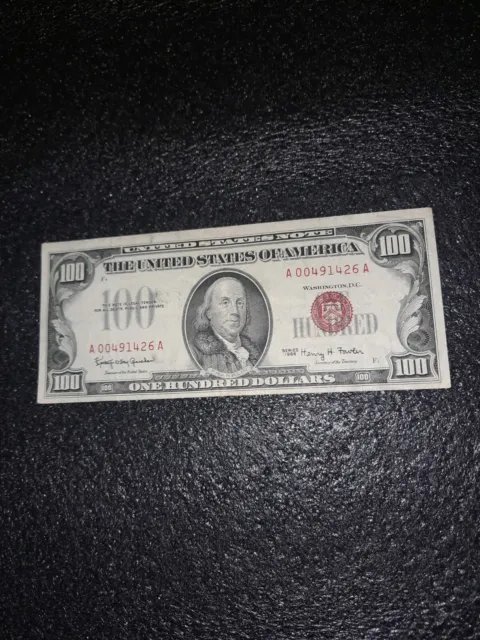 1966 (100) One Hundred Dollars RED SEAL  Legal Tender,  Granahan/ Fowler