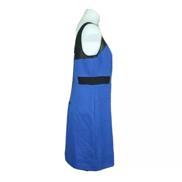 Kensie Womens Large Blue Black Textured Colorblock Sleeveless Sheer Inset Dress 3