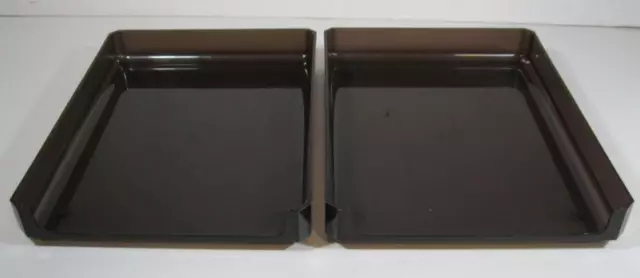 Vintage/retro 60s-70s space-age bronze plastic desk/office document tray -2 tier 3