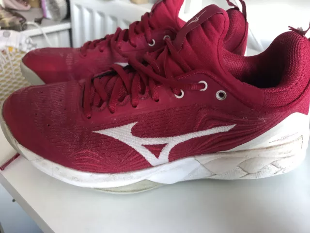 MIZUNO WAVE LUMINOUS Netball Trainers Coral Persian Red Womens