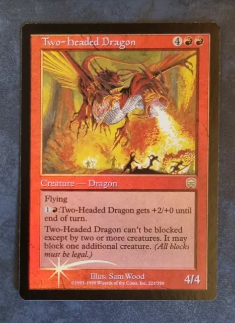 MTG Magic the Gathering - TWO-HEADED DRAGON - MERCADIAN MASQUES - FOIL - ENG EX