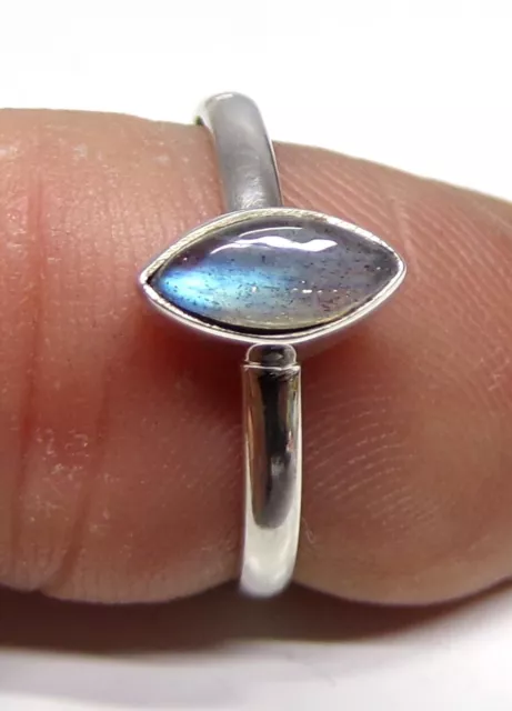 Handmade 925 Sterling Silver Marquise Labradorite Stone 8 x 4mm Ring Size J to V