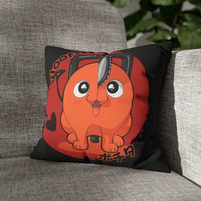 Pochita Spun Polyester Square Pillow CASE 14"x14" Anime Chainsaw Man Manga Japan