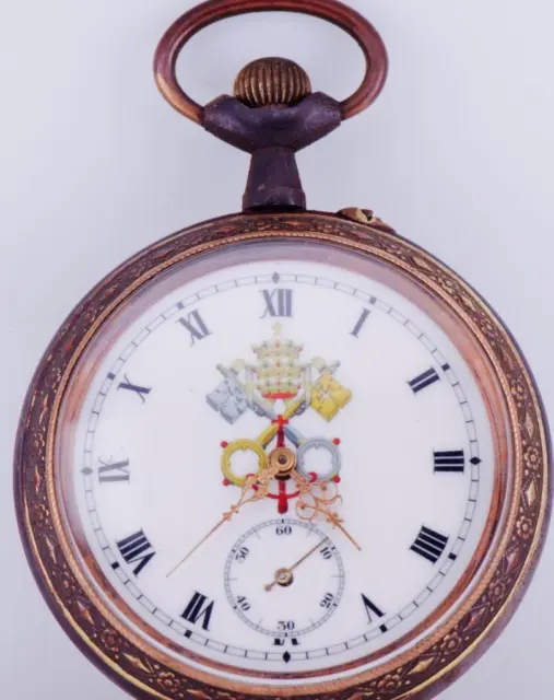 Antique Extragrande Premio Reloj de Bolsillo Vaticano Abrigo Of Arms-Pope Leo