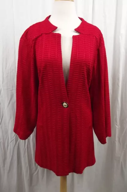 NEW Ming Wang Womens Knit Red Blazer Jacket Plus Size 3X Heritage Fit Suit Bling