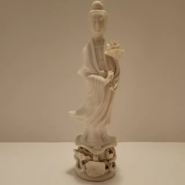 Vintage Wai Ming Blanc de Chine 10" Porcelain Chinese Guanyin Figurine Dehua