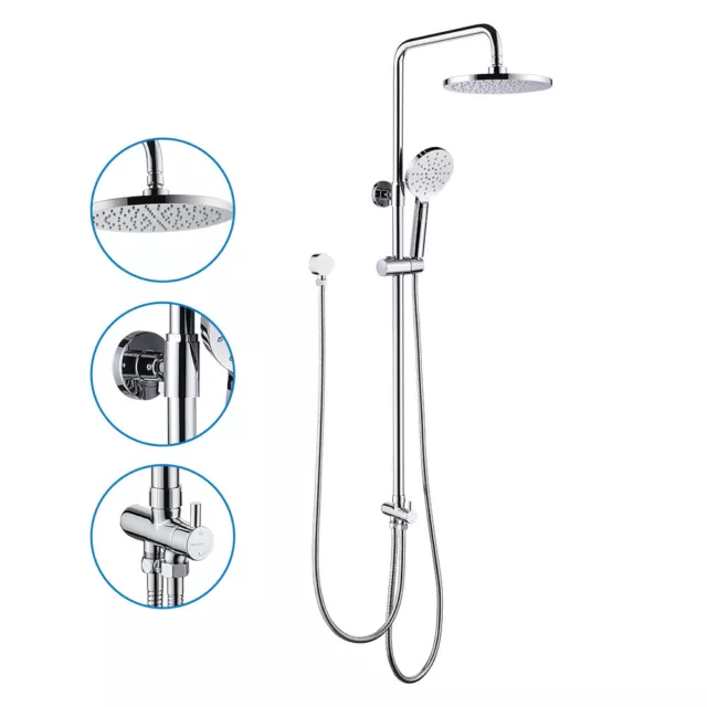 Decaura Shower System long Rail 8"/9" Rain Shower Head Set Shower Mixer Taps 2