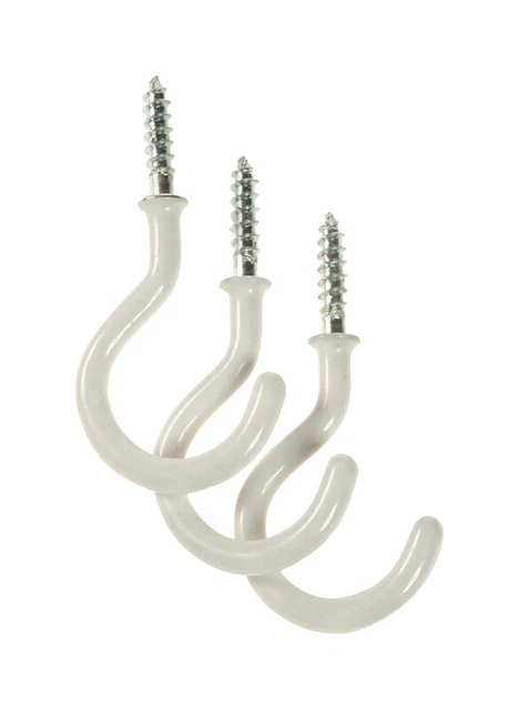 Panacea White Vinyl Coated Sturdy Ceiling Plant Hook 1/5in D x 2in H x 1-1/2in W