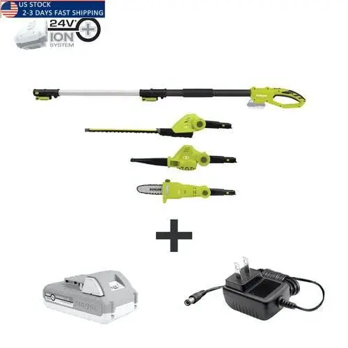 24-Volt Cordless Lawn Care System Kit, Hedge Trimmer, Pole Saw, Leaf Blower