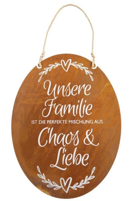 SPRUCHTAFEL CHAOS LIEBE Familie Edelrost Schild Rost Tafel mit Spruch