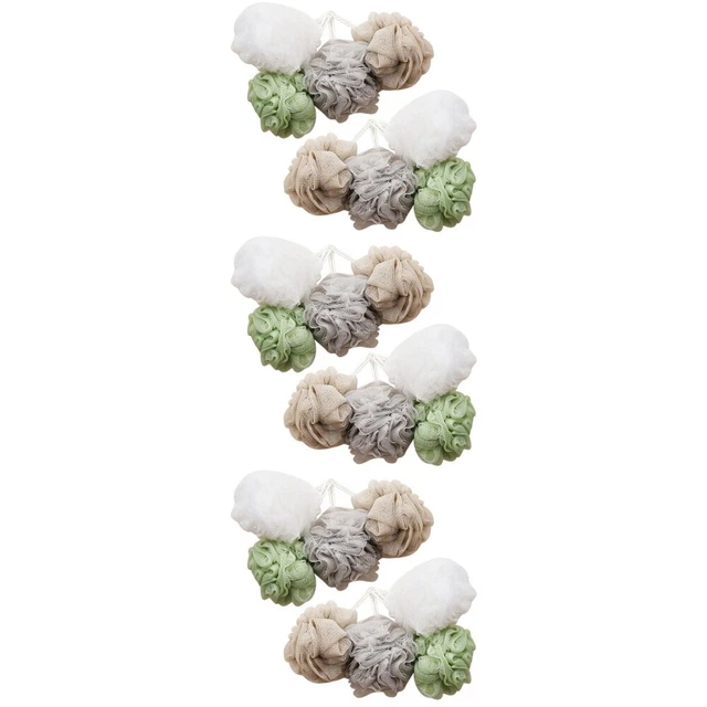 24 bolas de ducha exfoliación ropa corporal bolas de baño grandes esponjas de ducha (blanco