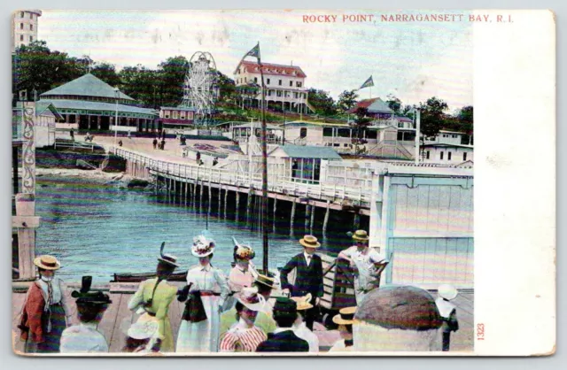 Narragansett Bay Rhode Island~Rocky Point~Victorian Folk@ Dock~Ferris Wheel~1905