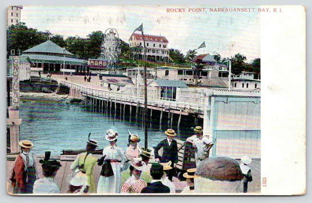 Narragansett Bay Rhode Island~Rocky Point~Victorian Folk@ Dock~Ferris Wheel~1905