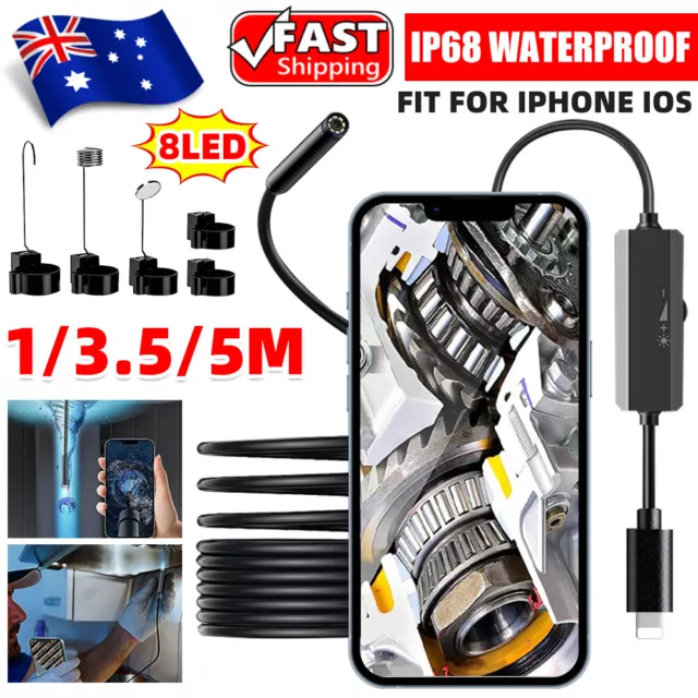 8LED Endoscope Snake Inspection Camera for iOS iPhone 14/13 Android  Waterproof