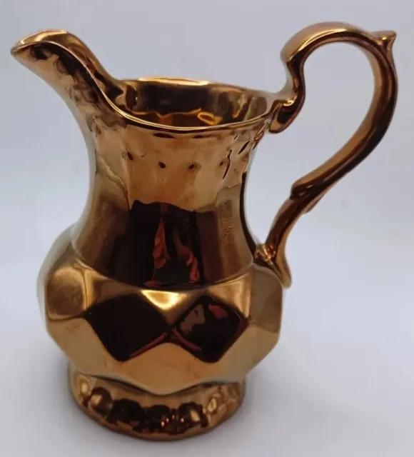 Wade of England Copper Lustre ware Small Pitcher, Rose Gold, Diamond Pattern