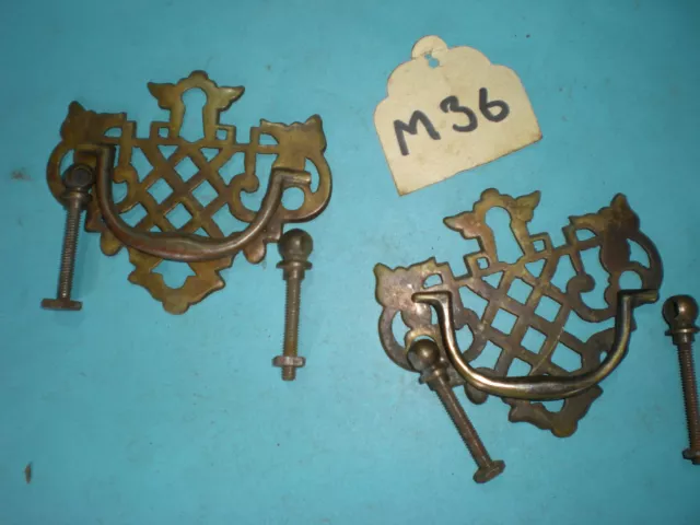 Pair Of Antique Brass Drawer Handles