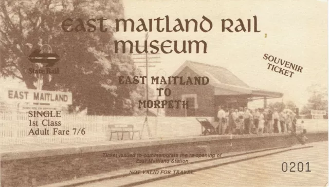 Railway tickets NSW State Rail East Maitland to Morpeth first class souvenir