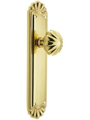US$173 EMTEK ASSA ABLOY Trenton Door Set Fluted Knobs Polished Brass Passage NEW