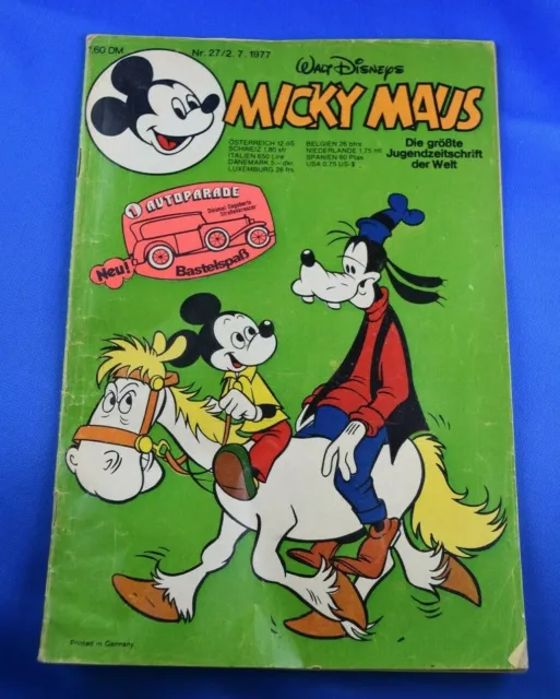 Walt Disneys Micky Maus Heft Nr.27 2. Juli 1977 Original Heft EHAPA Verlag