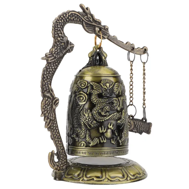 Retro Small Carved Bronze Dragon Lock Bell Arts Crafts Collectibles Ornament 2BD
