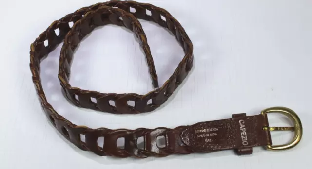 Capezio Vintage Women's Size S/M Cognac Brown Genuine Leather Chain Link Belt