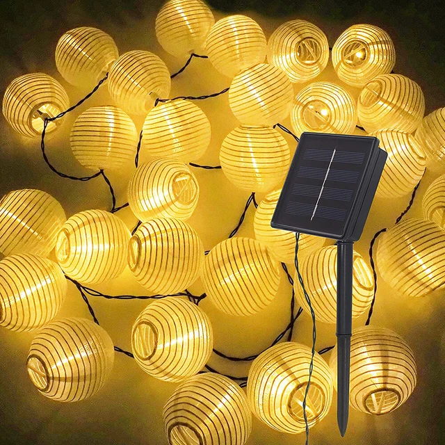 LED LAMPION SOLAR Lichterkette 5/7 Meter solarbetrieben Party Licht LED