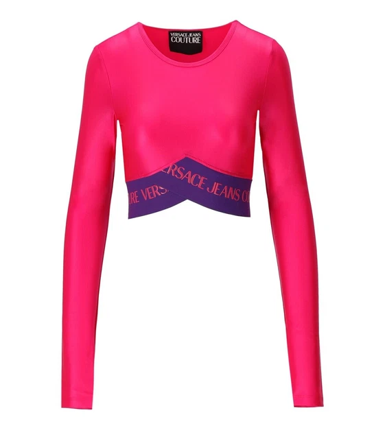 Top A Manica Lunga Shiny Fucsia Versace Jeans Couture Tops Donna Fucsia