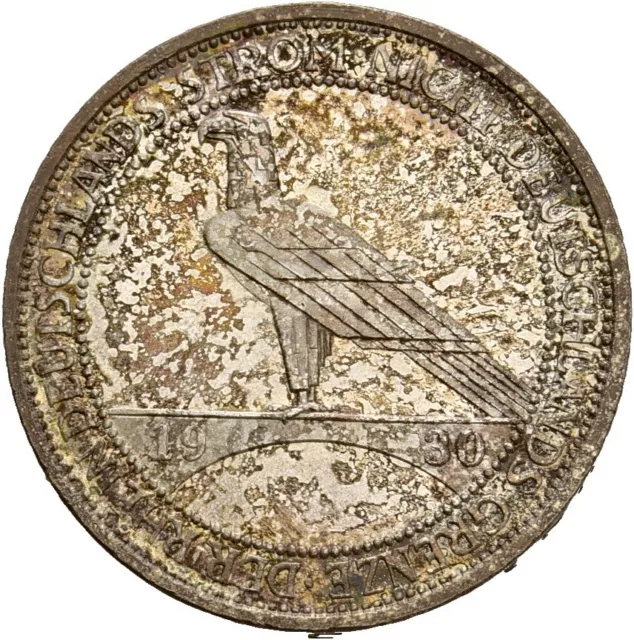 Künker: Weimar, 3 Reichsmark 1930 G, Rheinland-Räumung, Erhaltung!